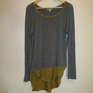 Bordeaux Grey Gold  Layered Long Sleeve Blouse S/P